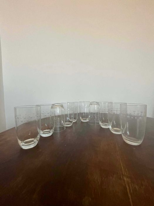 Set pahare din sticlă fină, cu model, retro