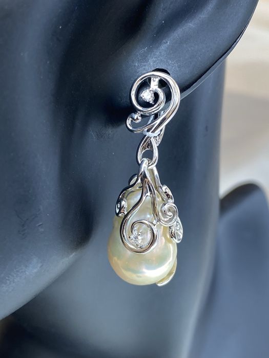 серьги/ бриллиант/ жемчуг/585