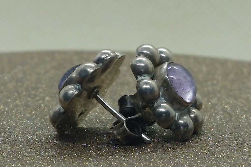 Cercei din argint cu ametist – pe lob, tijă + fluturaș