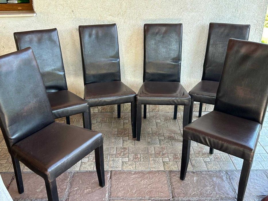 Scaun living/bucatarie lemn masiv + piele ecologica, bine întrețiinut