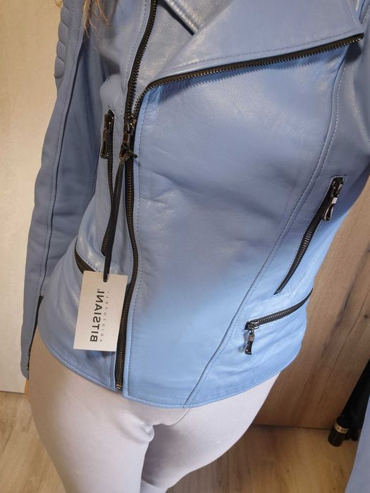 Късо вталено яке от естествена кожа