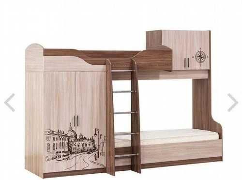 Двухярусная кровать со шкафом
