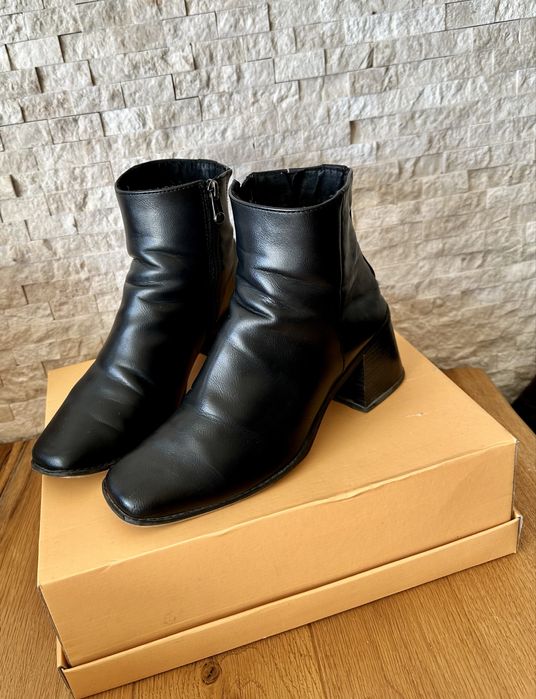 Дамски черни боти MARCO TOZZI – естествена кожа, 39 номер