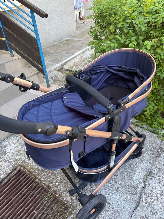 Carucior 2 in 1 pentru copii Landou si Sport, ZUBI HOME, cu maner reversibil si cu suspensii, 0-36 luni, Albastru