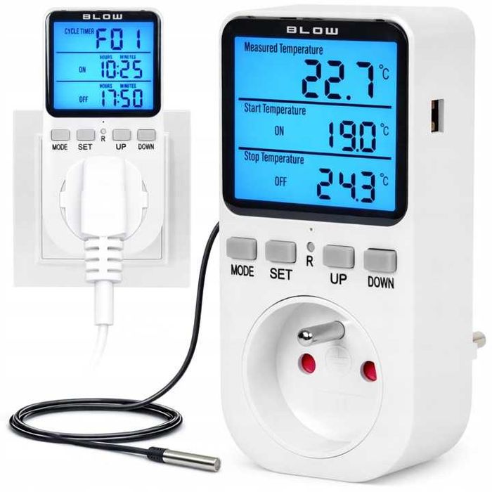 Дигитален Терморегулатор с Таймер за Контакт 3680W – Сонда -40 до 120°C