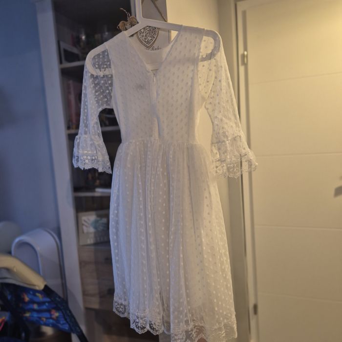 Rochie alba rosie superbe 9-10 Ani bolero paiete Dans