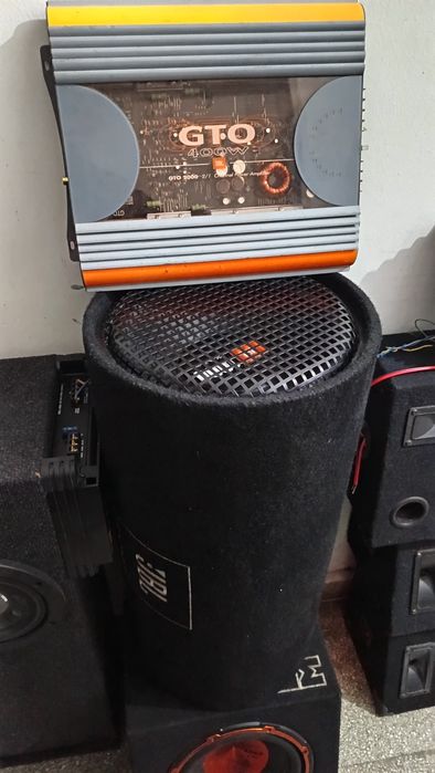 Statie subwoofer amplificator audio auto bass masina kit montaj activ