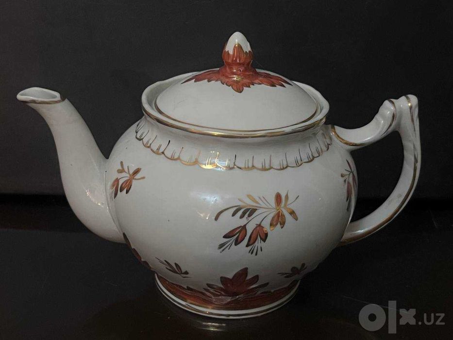 Чайник от сервиза "Барбарис" Вербилки (классика, терракотовый)