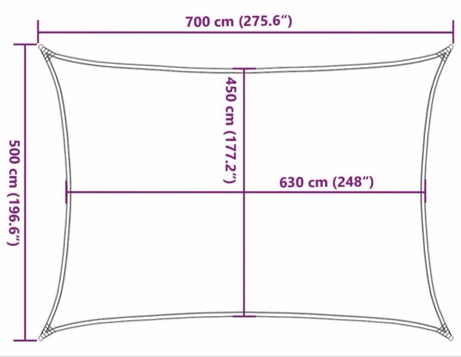 Panza parasolar vidaXL NOUA, gri deschis, dreptunghiular, 5x7 m, HDPE, 160 g/m², 4.56 kg