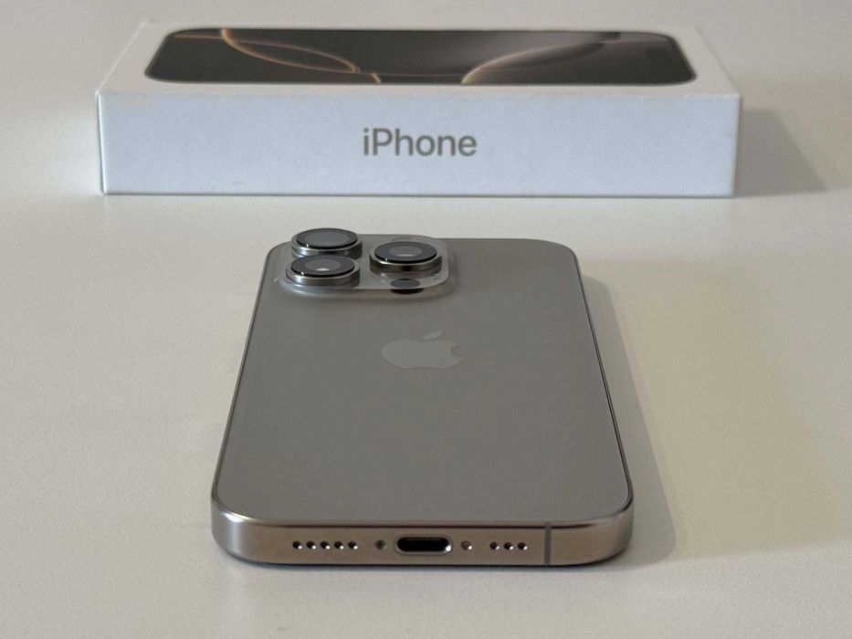 Бартер! Гаранция! Като НОВ! iPhone 16 Pro Natural Titanium (Сив) 91% Батерия.
