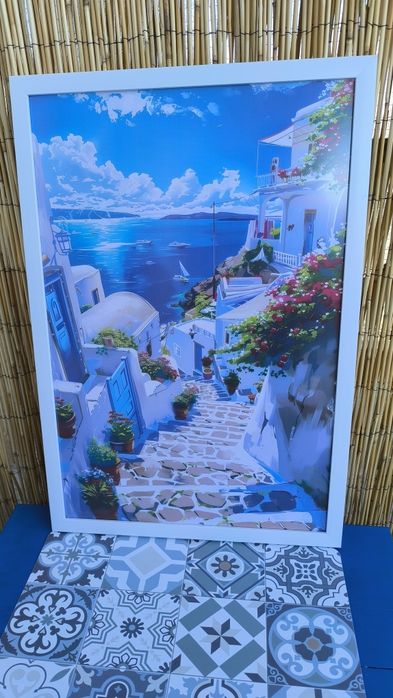 Картина с бяла рамка средиземноморски пейзаж