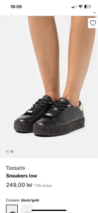 TAMARIS sneakers negru cu auriu 40 noi