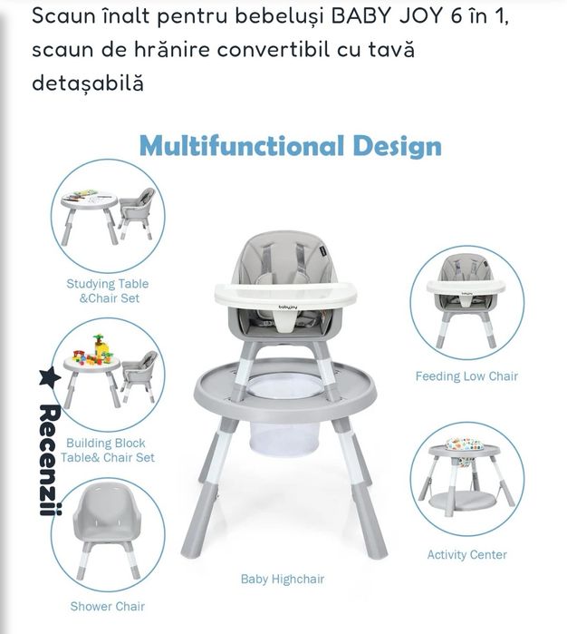 Scaun înalt pentru bebeluși Baby joy 6 în 1