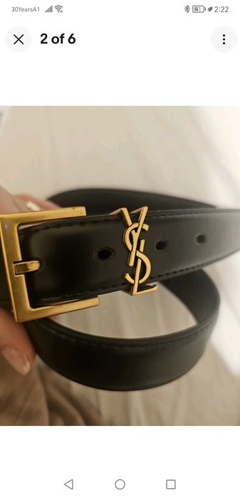 Черен кожен колан YSL