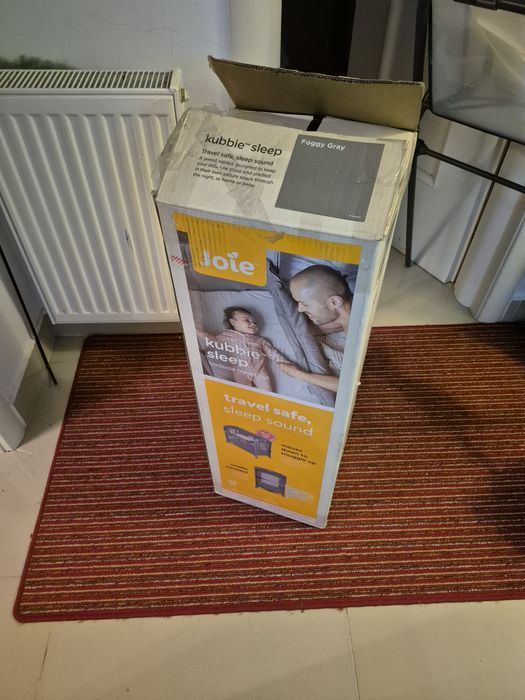 Patut bebe pliabil Joie Kubbie Foggy Gray + saltea cocos