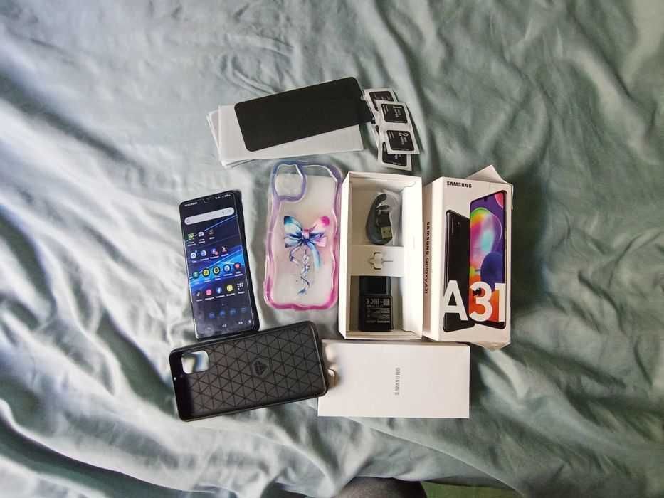 Pachet Complet: Telefon Samsung Galaxy A31 +2 Huse +5 Folii+Incarcator