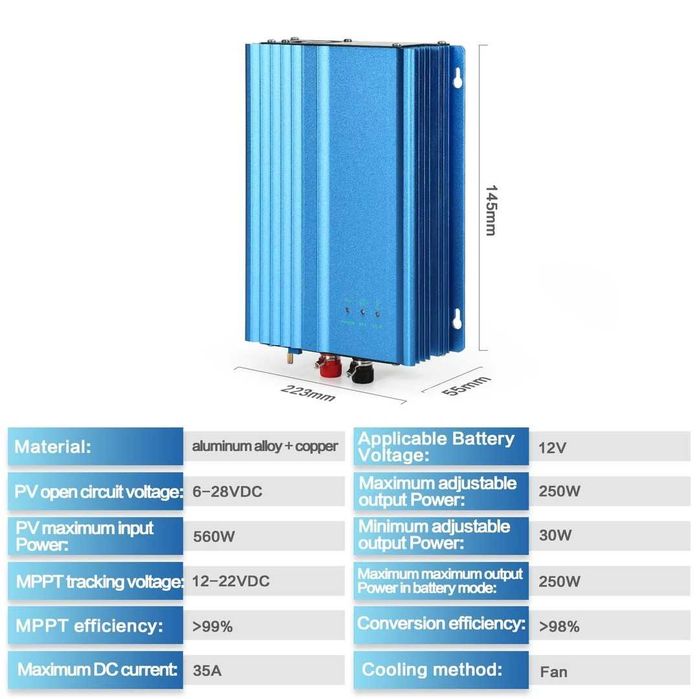 Invertor  DEWIN MPPT 500W, 12V, 220V,