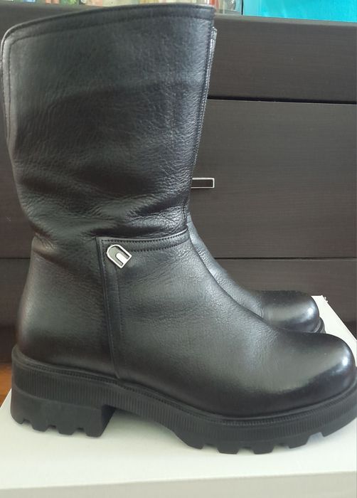 Черни кожени ботуши естествена кожа 37