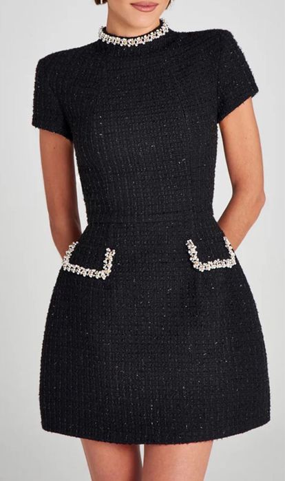 Твидовое платье со стразами