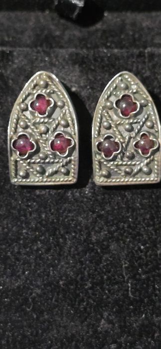 Серьги серебро с гранатами