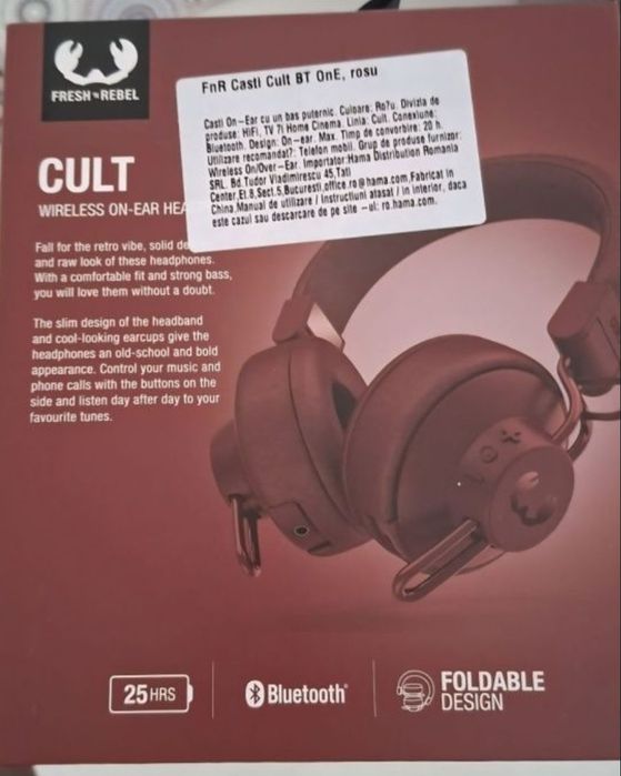 Casti On-Ear Fresh 'n Rebel Cult, Bluetooth, Autonomie 20 ore,Ruby Red