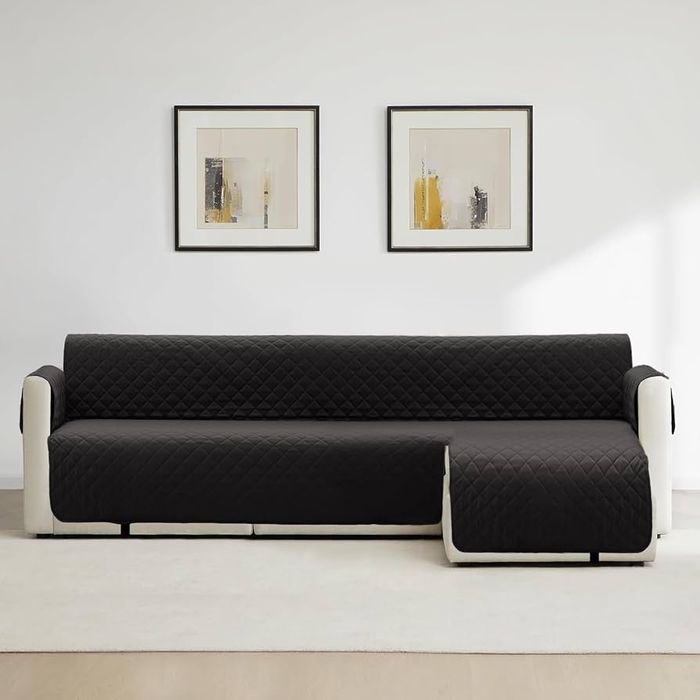 Husă elastică canapea 3 locuri Homebliss, neagră, copridivan universal, OEKO-TEX