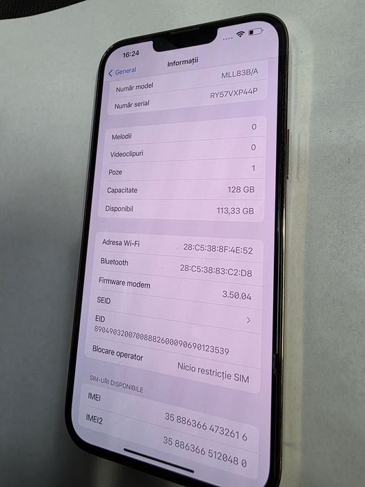 iPhone 13 Pro Max 128GB Gold Liber de retea Stare IMPECABILA
