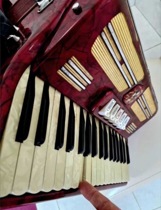 Acordeon Italian Marotta cu 96 bași rosu