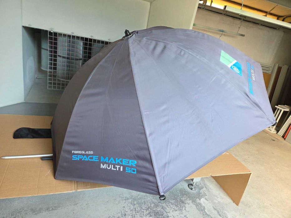 Риболовен чадър „Preston Space Maker Multi 50 Brolly“, с оригинален калъф и принадлежности