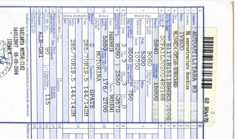 Dezmembrez IVECO EUROCARGO 2006 - 16 Tone platforma