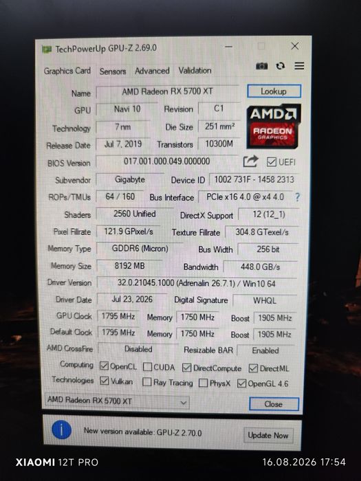 Видеокарта rx5700xt
