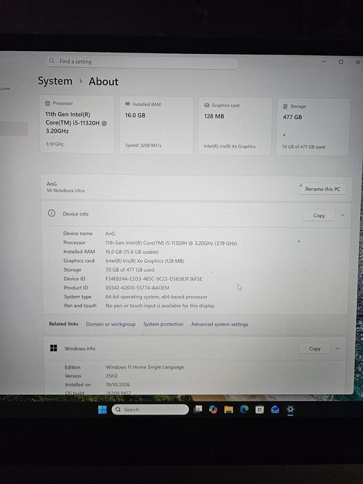 i5 ​Laptop  Xiaomi Mi NoteBook Ultra - i5 Gen 11 - 16GB RAM - SSD 512GB - Slim