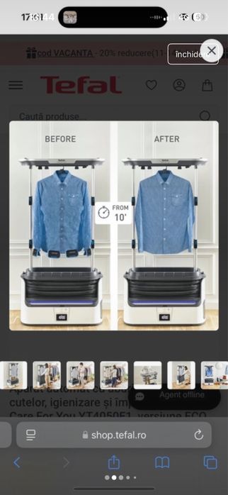 Aparat automat de calcare, igienizare si reimprospatare TEFAL