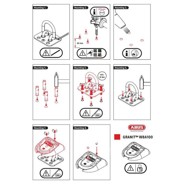 Vand kit montaj ancora Abus WBA 100