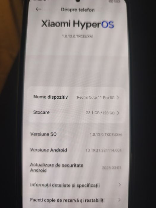 Vând telefon REDMI NOTE 11 PRO 5 G 128 gb