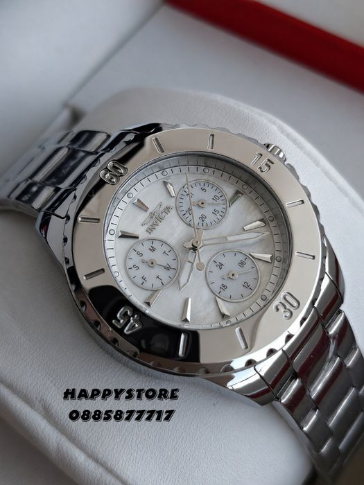 INVICTA Mother of pearl Silver white dial 38 mm, Инвикта нов дамски часовник