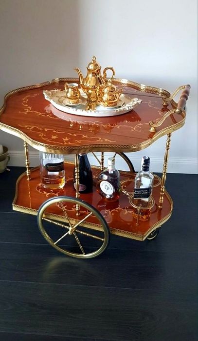 Măsuță/Gheridon  veche din bronz cu blat din marmură