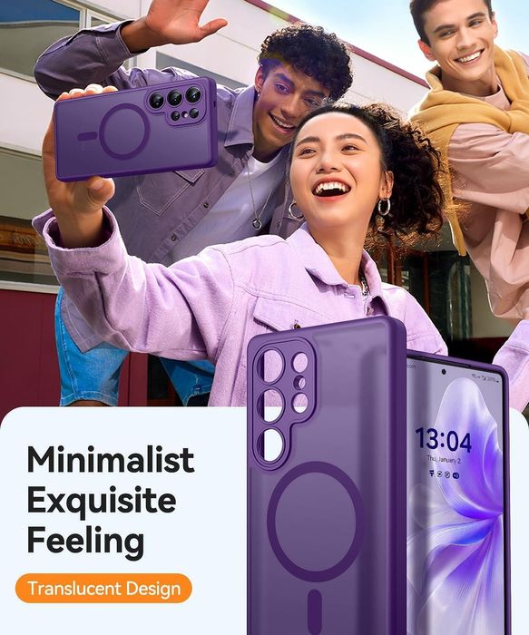 Матов magsafe кейс за samsung galaxy s25 ultra - лилав