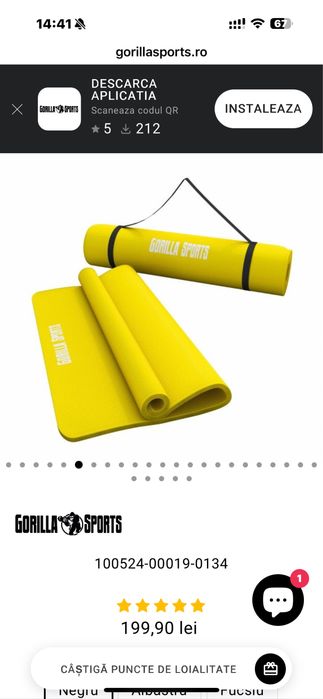 Saltea yoga marimi 60x200 si 100x200 noi Germany spuma de memorie