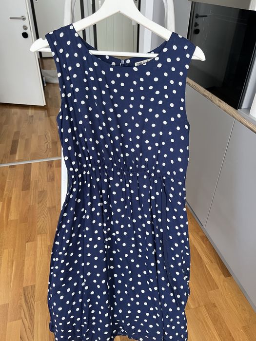 Rochie Timeout, masura XS, albatru cu buline albe