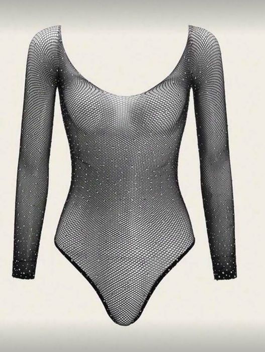 Черно боди с камъчета