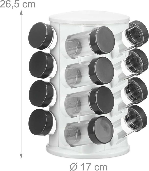 Поставка за подправки Relaxdays, въртяща се, 16 буркана за подправки