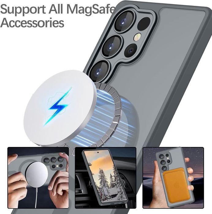 Матов magsafe кейс за samsung galaxy s26 ultra - титаниево сив - със з