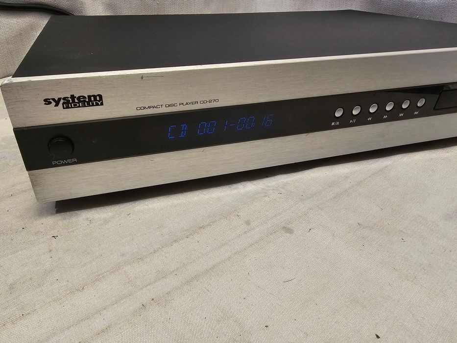 CD Player Hi-Fi System Fidelity CD-270 Compact Disc Player MP3 Afisaj Albastru Iesire RCA Aurita Silver