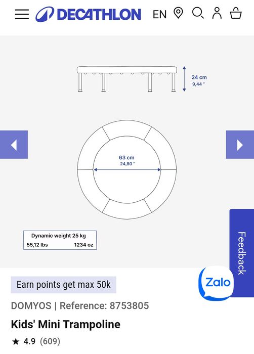 Trambulina de interior pentru copii Decathlon