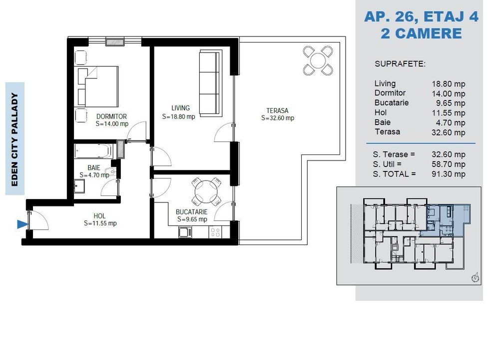 Ap. 2Cam. Decomandat+Terasa 32Mp / Bloc In Curs De Finalizare! — fotografia 1