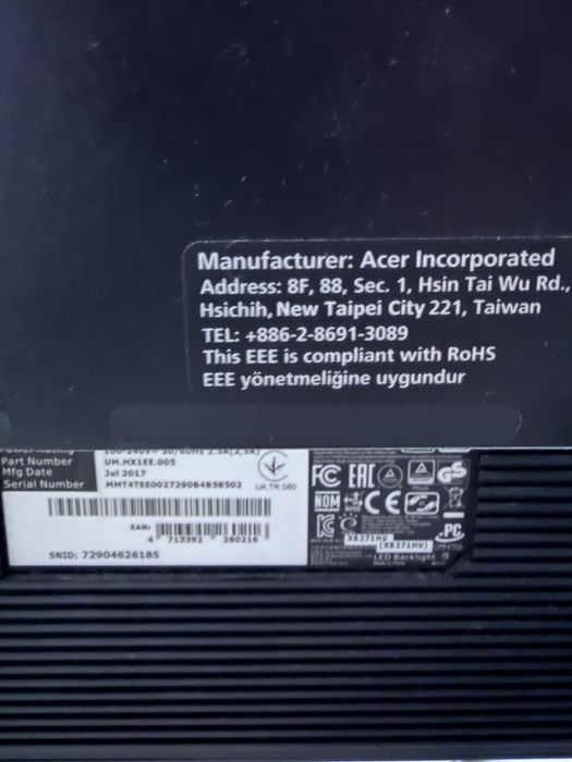 Геймърски монитор Acer Predator XB271HU 27