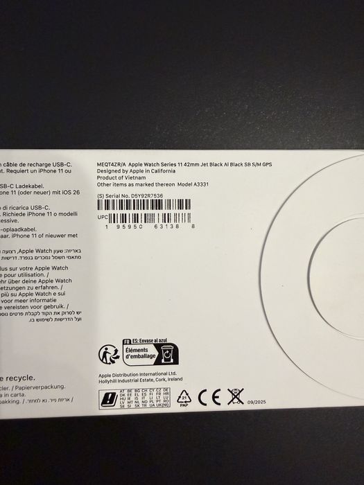 Apple watch seria 11 , jet black, , 42 mm, nou sigilat !