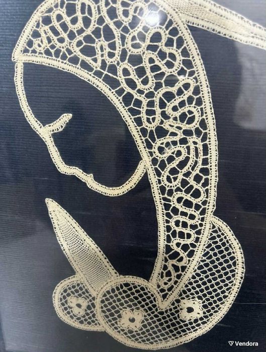 Мадона Картина в дантела Свещено изкуство Реколта от средата на XX век