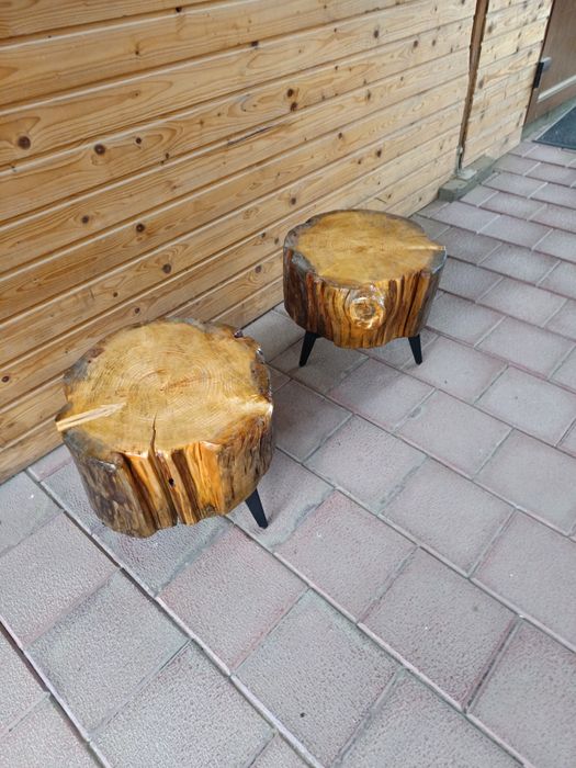 Noptiere , masa de cafea buștean larice și picioare metalice